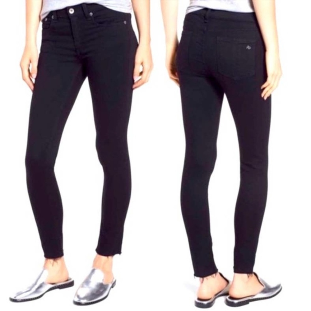 NWT Rag & Bone Ankle Skinny Jeans 29 black raw hem